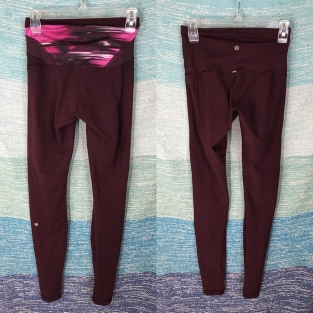 Lululemon Maroon Wunder Under Reversible Leggings 6